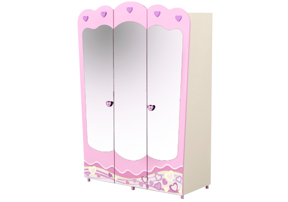 Детский шкаф Pink Pn-03 с зеркалами Дорис, Ширина 150см, Глубина 59см