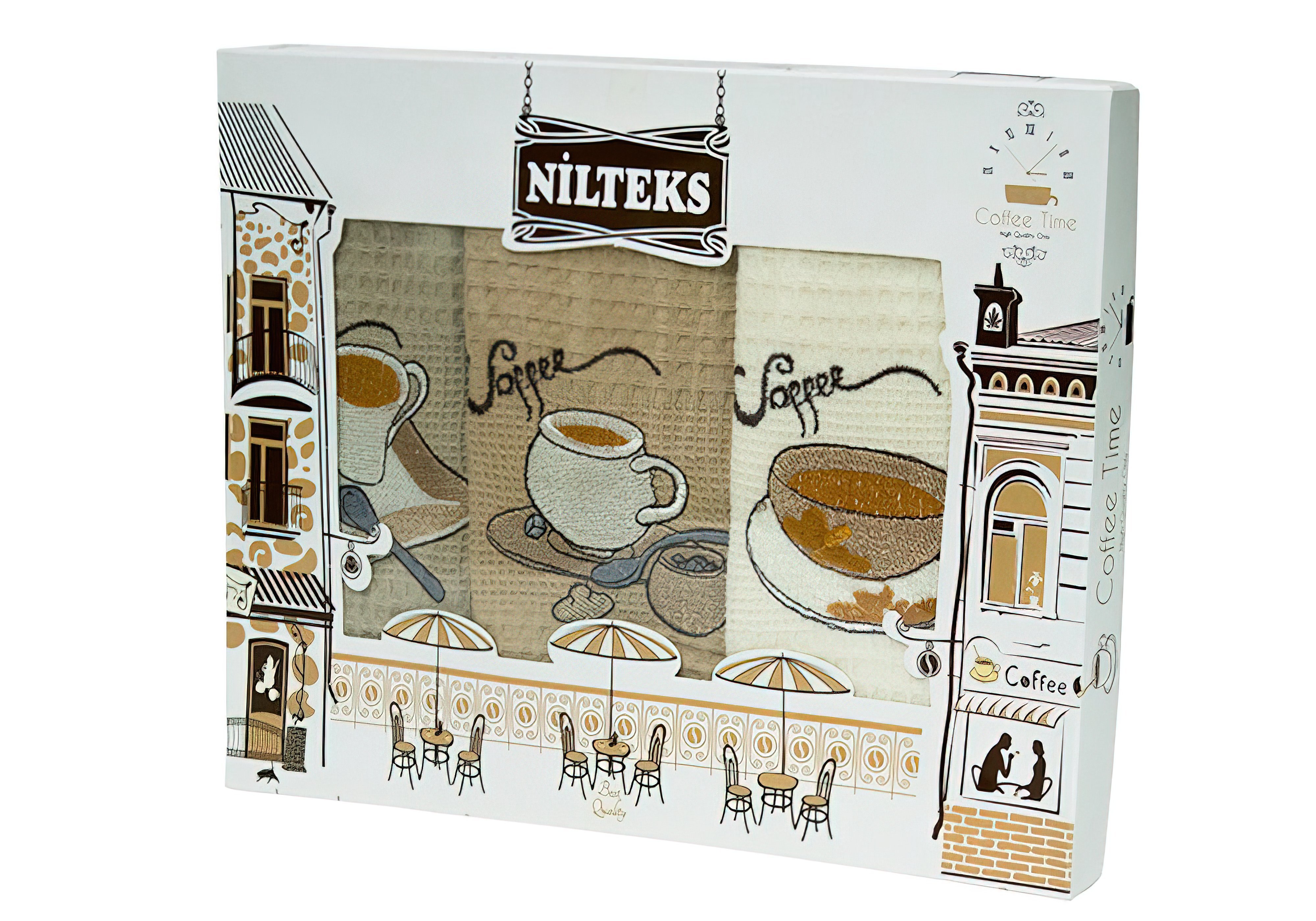 Набор кухонных полотенец "Coffee time 02" 3шт Nilteks