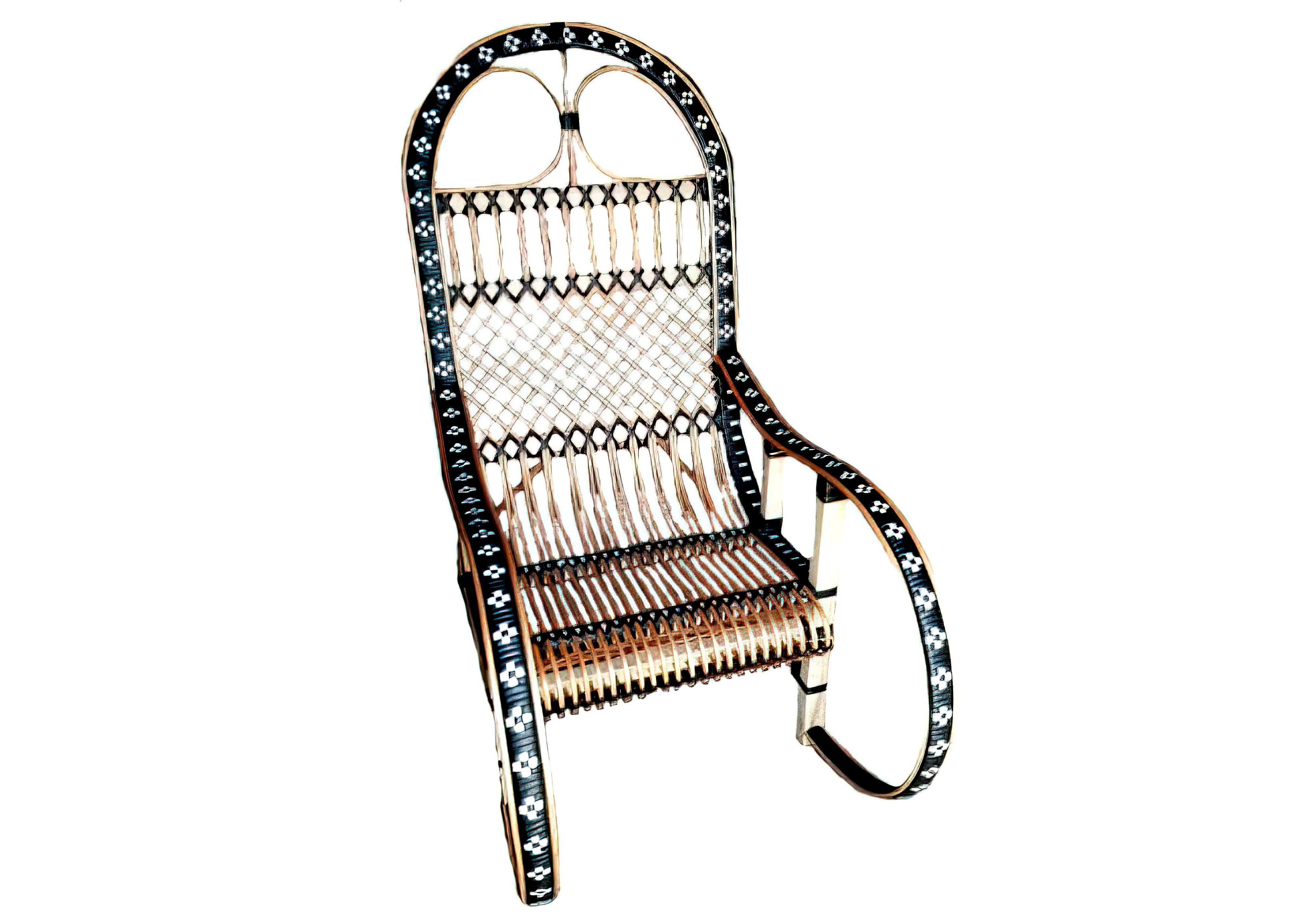 Кресло-качалка "Ротанг" черно-белое Изабель