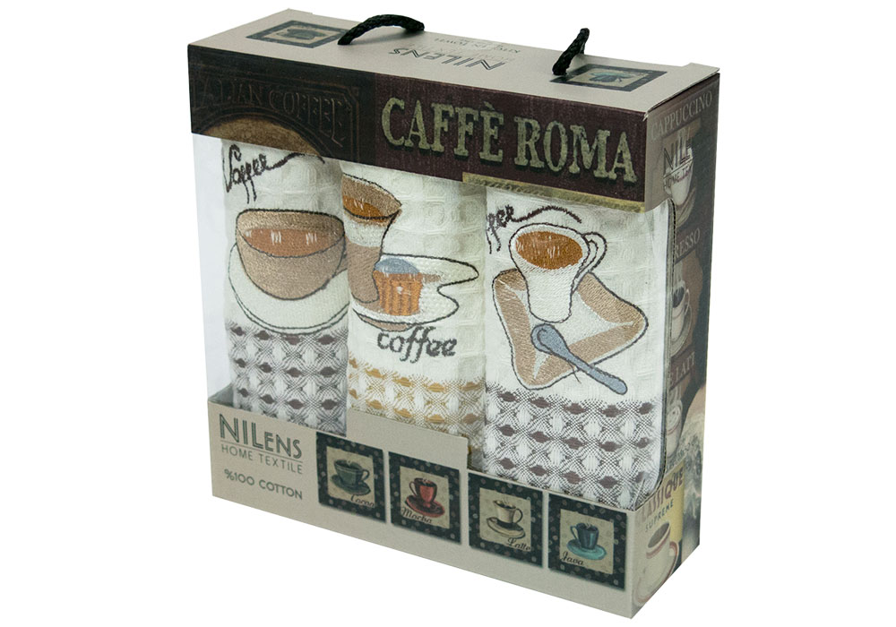 Набір кухонних рушників Caffe roma 02 35х50 Nilteks, Ширина 35см, Довжина 50См