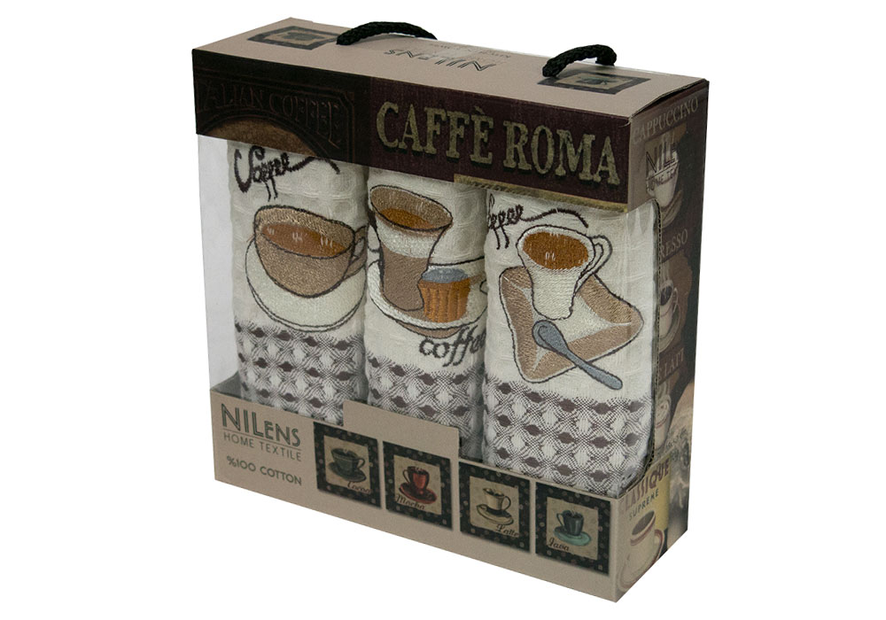 Набір кухонних рушників Caffe roma 04 35х50 Nilteks, Ширина 35см, Довжина 50См