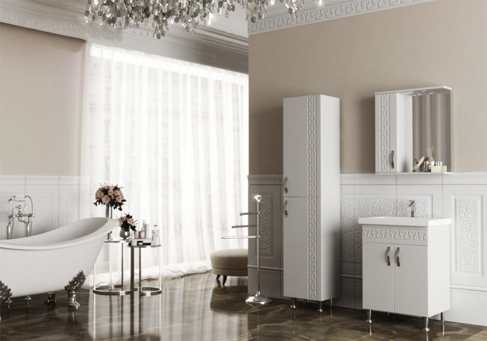 Комплект мебели для ванной Антик Aquarius, Цвет Белый, Материал МДФ