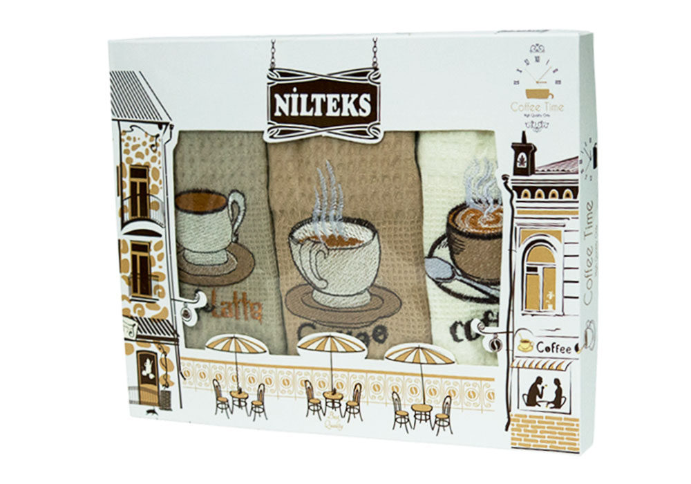 Набір кухонних рушників "Coffee time 01" 3шт Nilteks