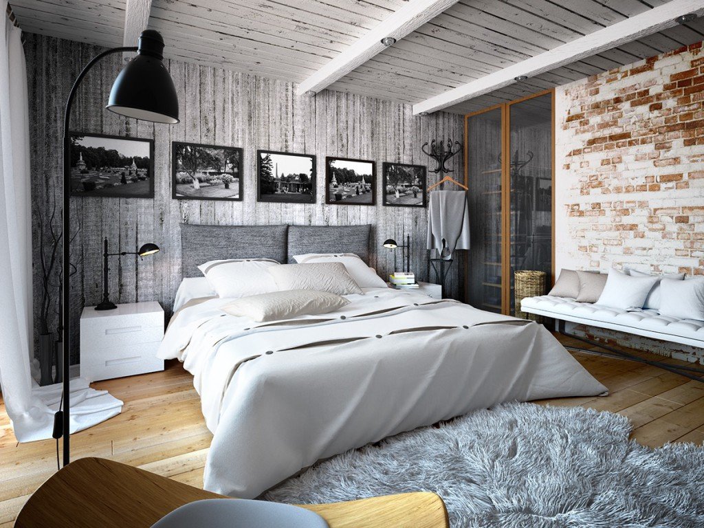 інтер'єр сучасної спальні в стилі лофт
