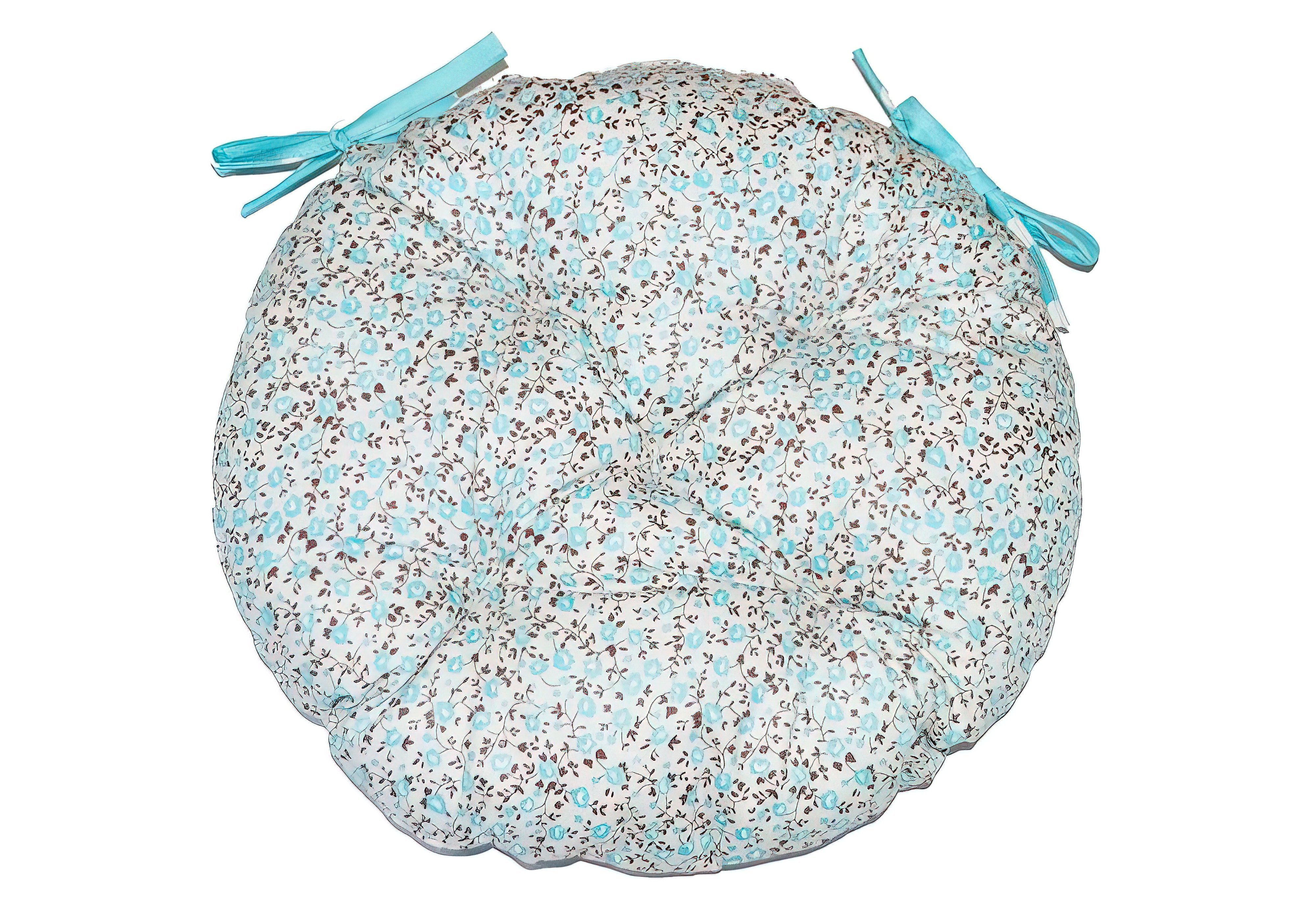 Декоративная подушка на стул круглая "Цветы" Прованс