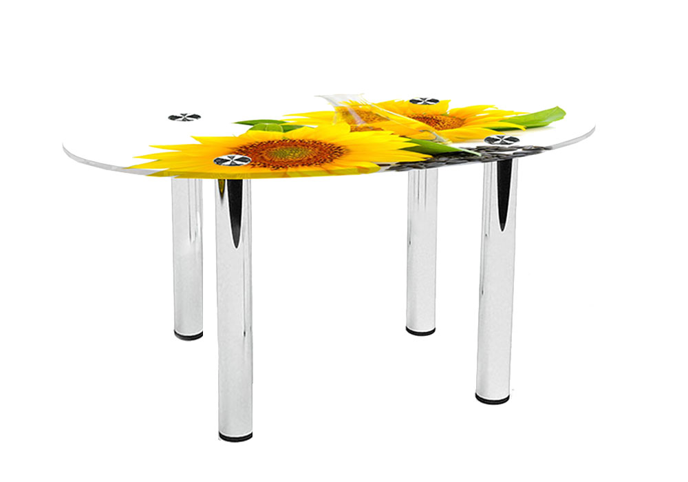 Стіл журнальний скляний "Овальний Sunflower" 46х70 Діана
