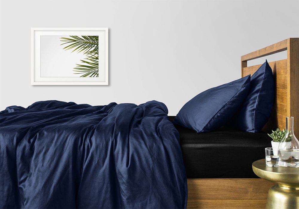  Купити Постільна білизна  Комплект постільної білизни полуторний "Сатин Синій Чорний" Cosas 