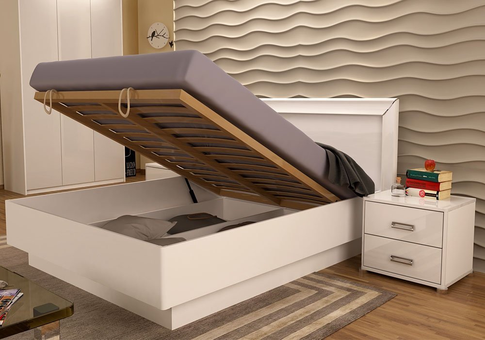  Купити Ліжка Ліжко з підйомним механізмом і м'яким узголів'ям "Белла" 180x200 MiroMark