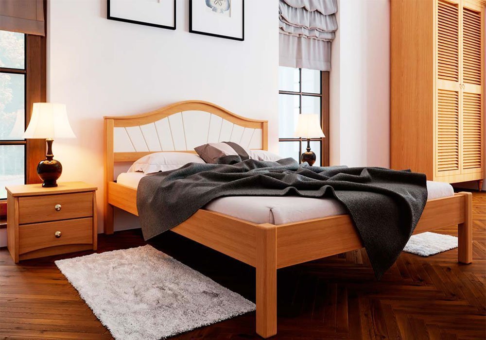  Купити Дерев'яні ліжка Ліжко з м'яким узголів'ям "Італія М" 140х190 Червоногвардійський ДОК