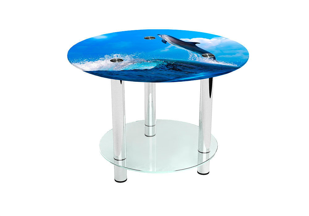 Стіл журнальний скляний Круглий Dolphin 60х60 Діана, Глибина 60см