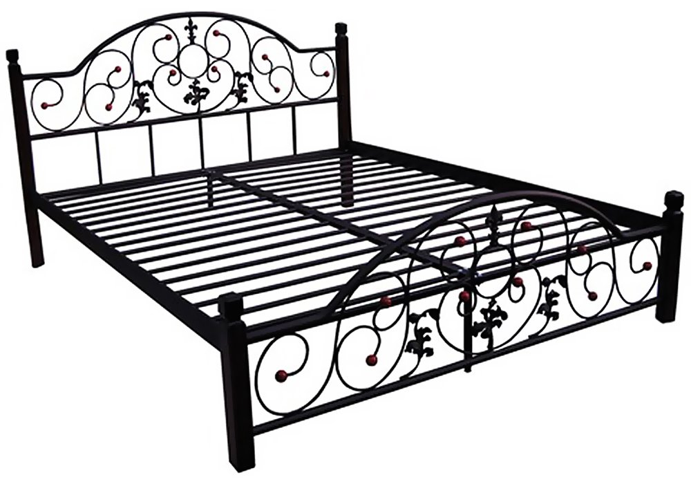  Купити Ліжка Металева двоспальне ліжко "Жозефіна 140х190" на дерев'яних ніжках Метал-Дизайн