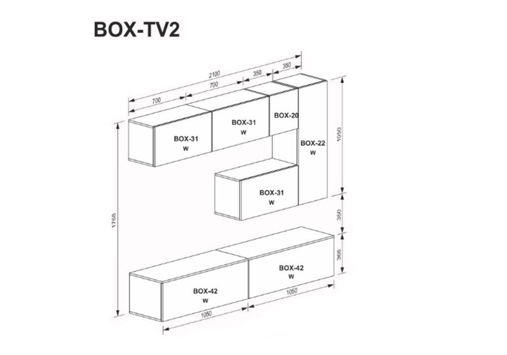  Купити Стінки у вітальню Вітальня "Box-TV2" MiroMark
