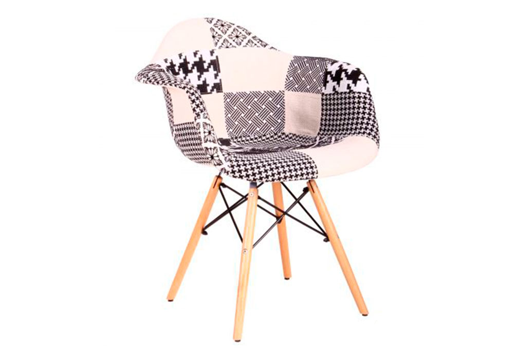 Кухонний стілець Salex FB Wood Patchwork чорно-білий Сатурн, Висота 83см