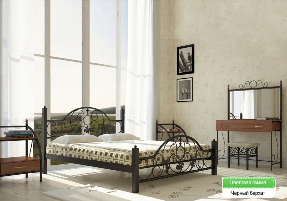  Недорого Ліжка Металева двоспальне ліжко "Жозефіна 140х190" Метал-Дизайн