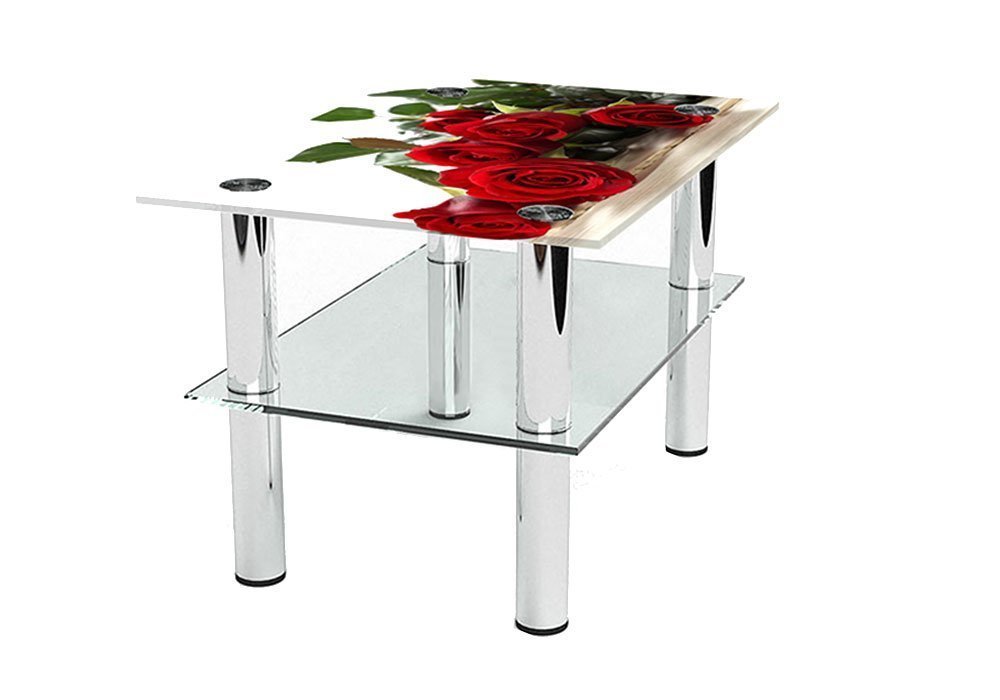  Купити Журнальні столики і столи Стіл журнальний скляний "Бочка Red Roses" 53х70 Діана