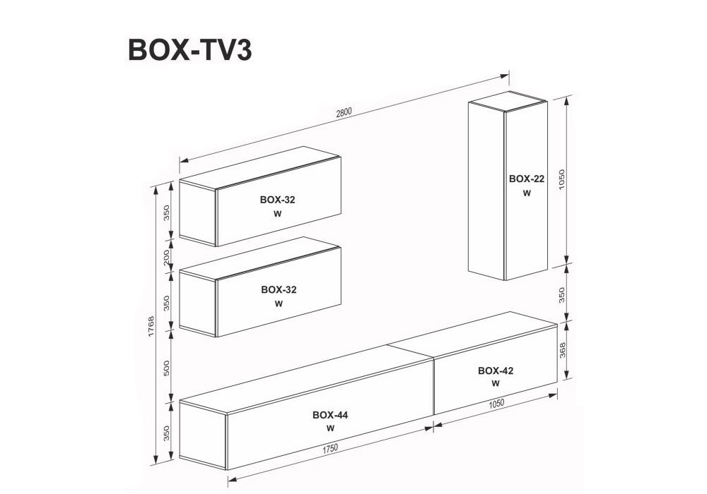  Купити Стінки у вітальню Вітальня "Box-TV3" MiroMark