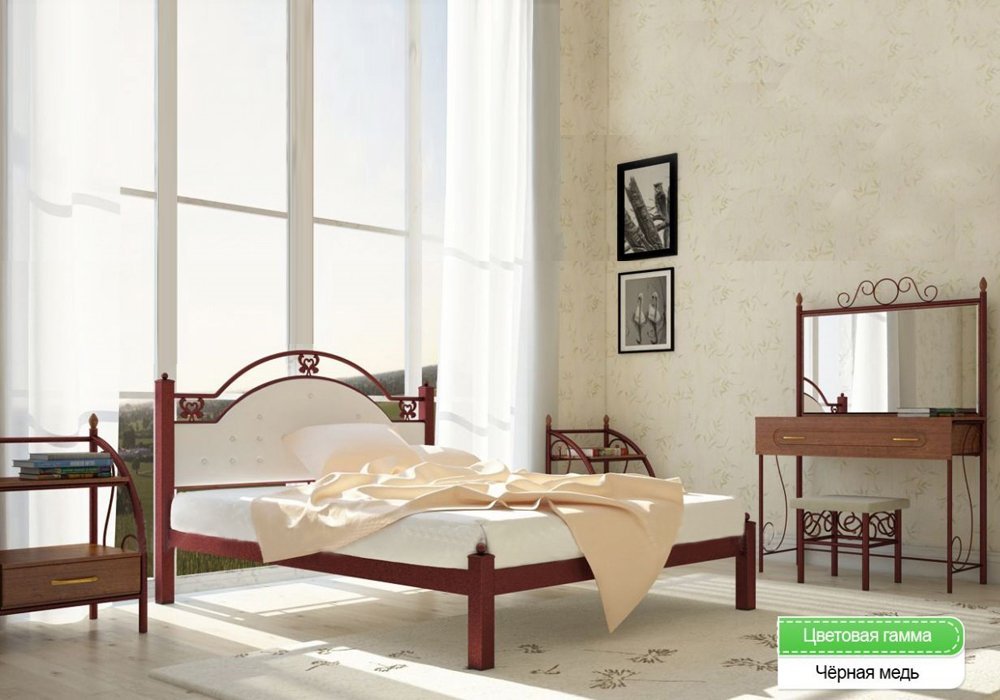  Недорого Ліжка Металева двоспальне ліжко "Есмеральда 140х190" Метал-Дизайн