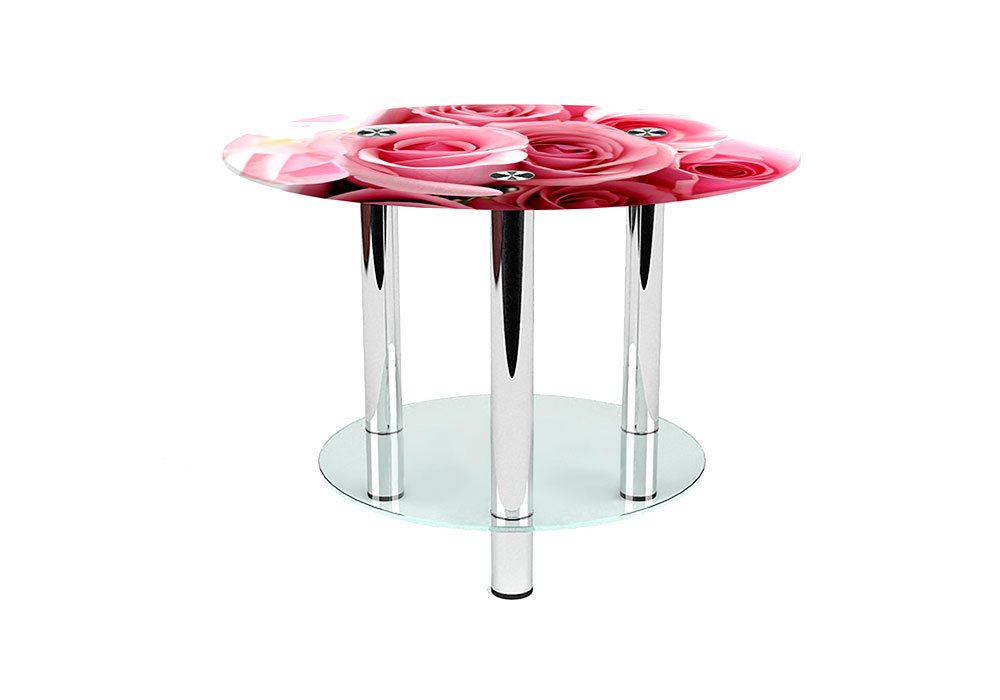  Купити Журнальні столики і столи Стіл журнальний скляний "Круглий Pink Roses" 60х60 Діана