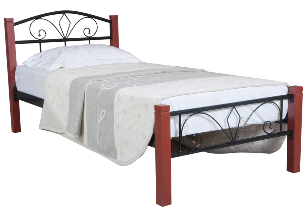 Металева односпальне ліжко "Лара Люкс Вуд" 90x190 Melbi