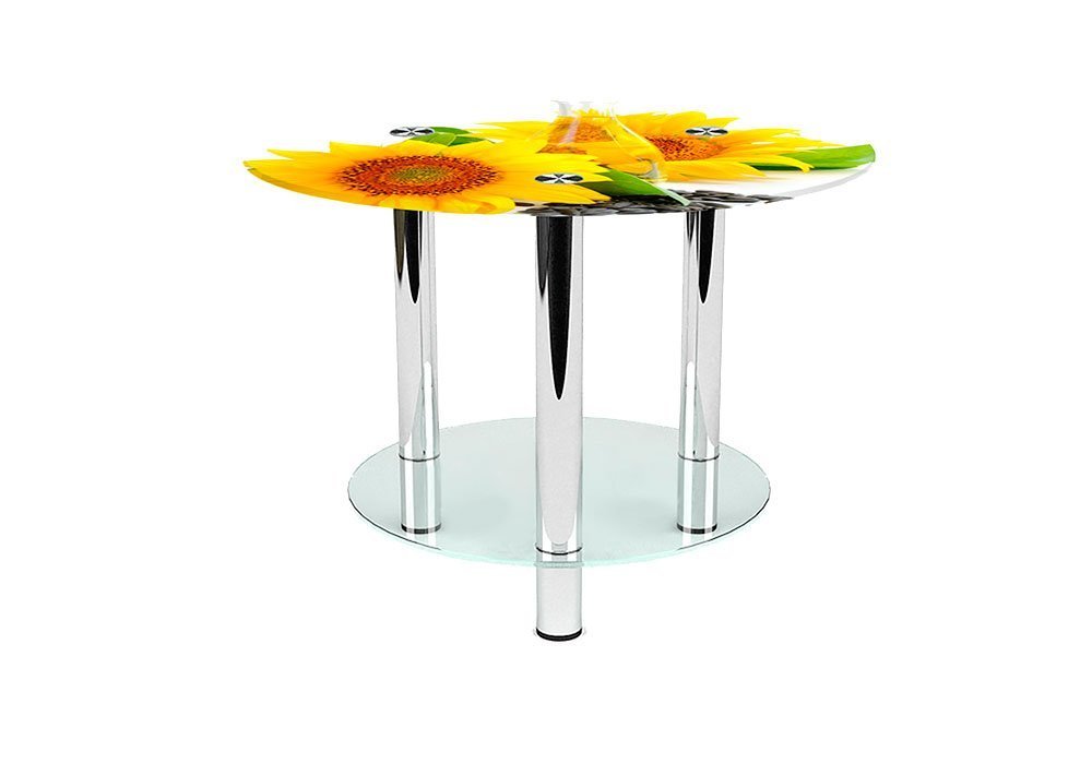  Купити Журнальні столики і столи Стіл журнальний скляний "Круглий Sunflower" 60х60 Діана