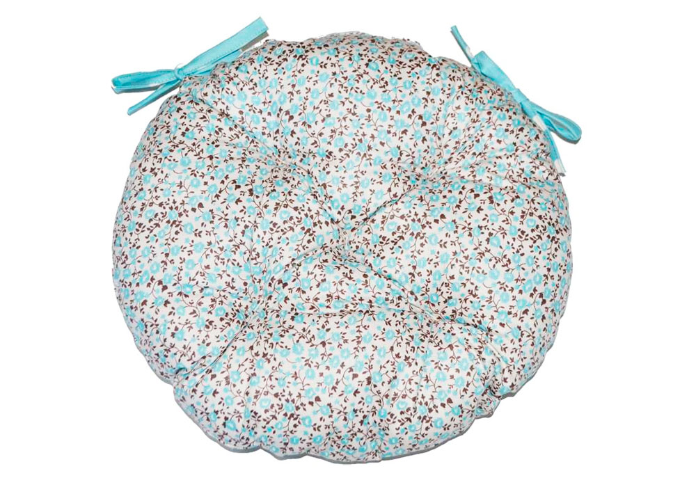 Декоративна подушка на стілець кругла Квіти Прованс, Ширина 40см