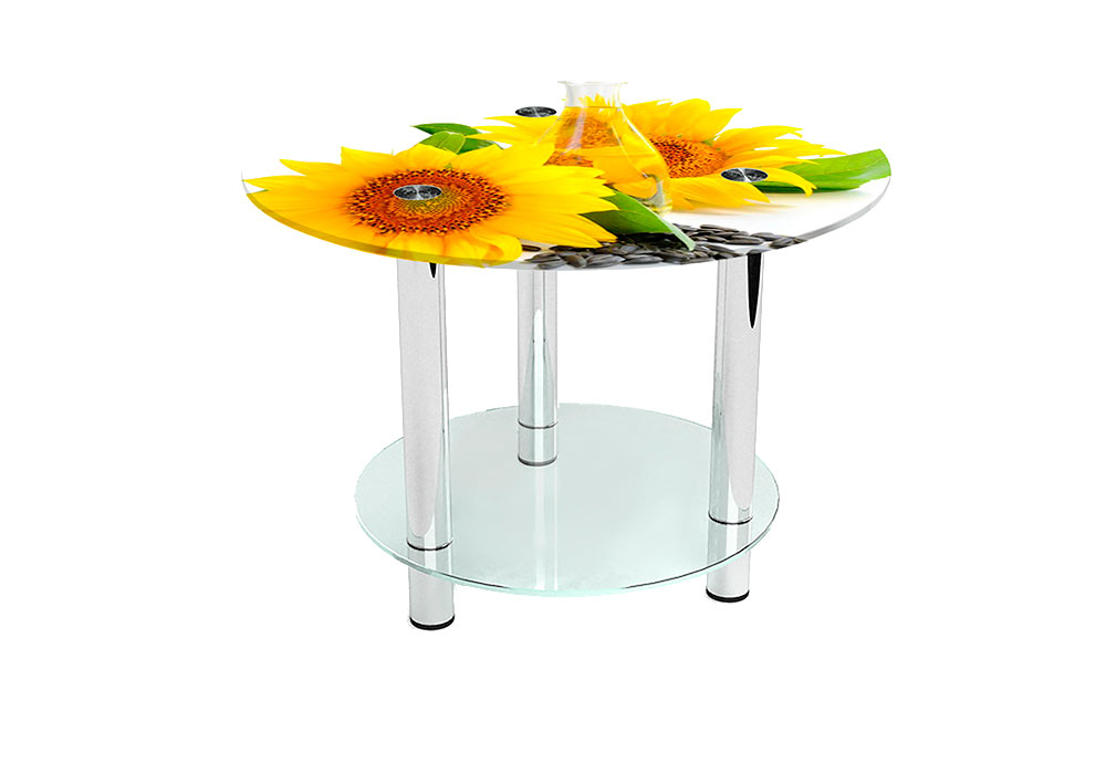Стіл журнальний скляний Круглий Sunflower 60х60 Діана, Глибина 60см