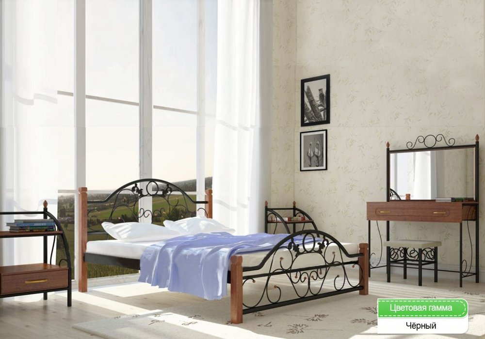  Недорого Ліжка Металева ліжко "Франческа 140х190" на дерев'яних ніжках Метал-Дизайн