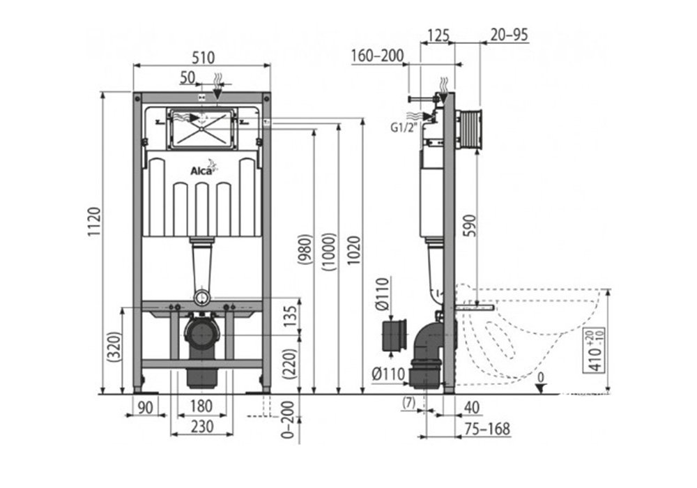  Купити Інсталяції Прихована система інсталяції "AM101 / 1120 + M70" AlcaPlast 