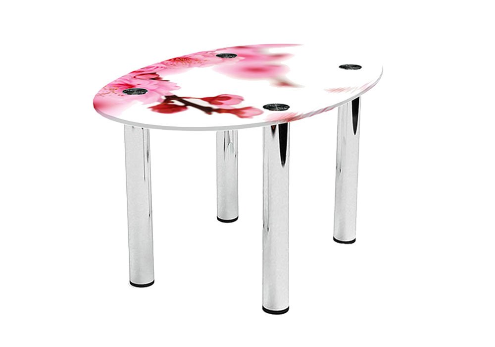  Купити Журнальні столики і столи Стіл журнальний скляний "Овальний Sakura" 46х70 Діана