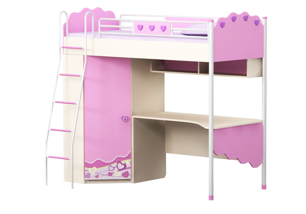 Дитяче ліжко-горище Pink Pn-16-2 Доріс, Ширина 208см, Глибина 98см