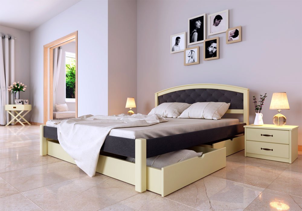  Купити Дерев'яні ліжка Ліжко "Британія Комбі" 140х190 Червоногвардійський ДОК