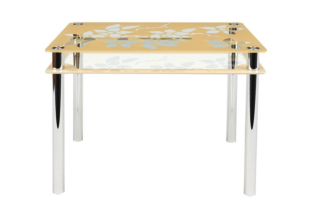  Недорого Кухонные столы Стол обеденный стеклянный "Цветы-Рамка 91" Диана