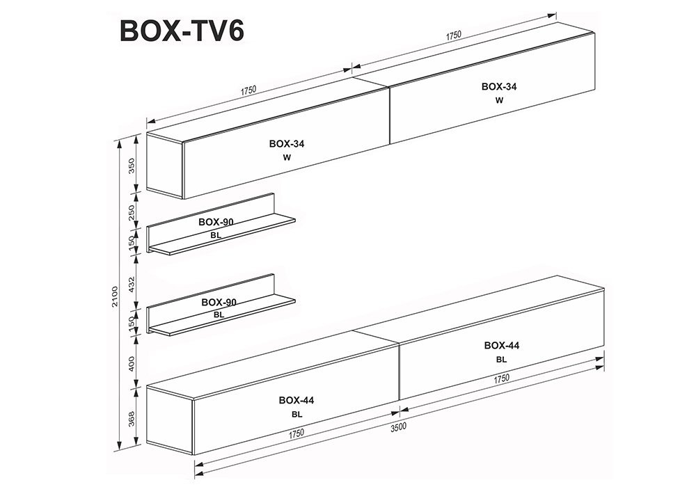  Купити Стінки у вітальню Вітальня "Box-TV6" MiroMark