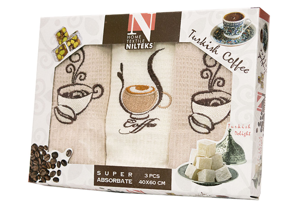 Набір кухонних вафельних рушників "Coffee 01" Nilteks