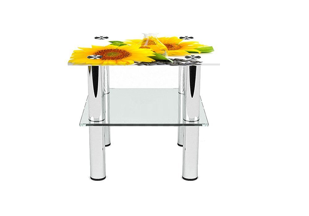  Купити Журнальні столики і столи Стіл журнальний скляний "Квадратний Sunflower" 40х40 Діана