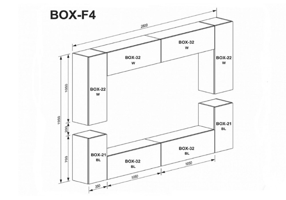  Купити Стінки у вітальню Вітальня Box-F4" MiroMark