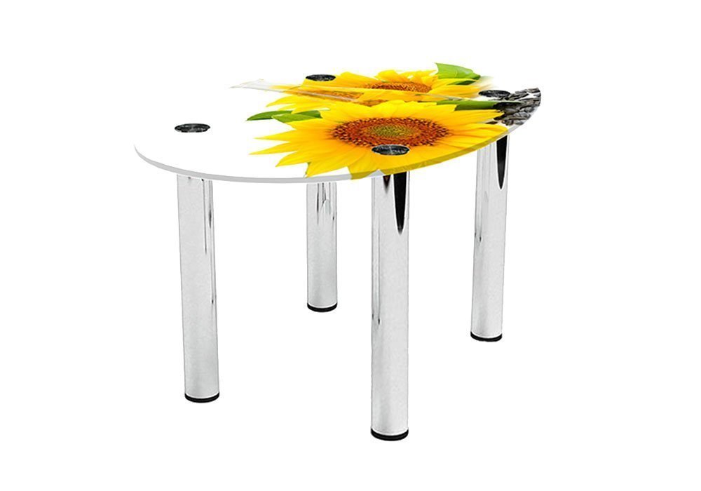  Купити Журнальні столики і столи Стіл журнальний скляний "Овальний Sunflower" 46х70 Діана