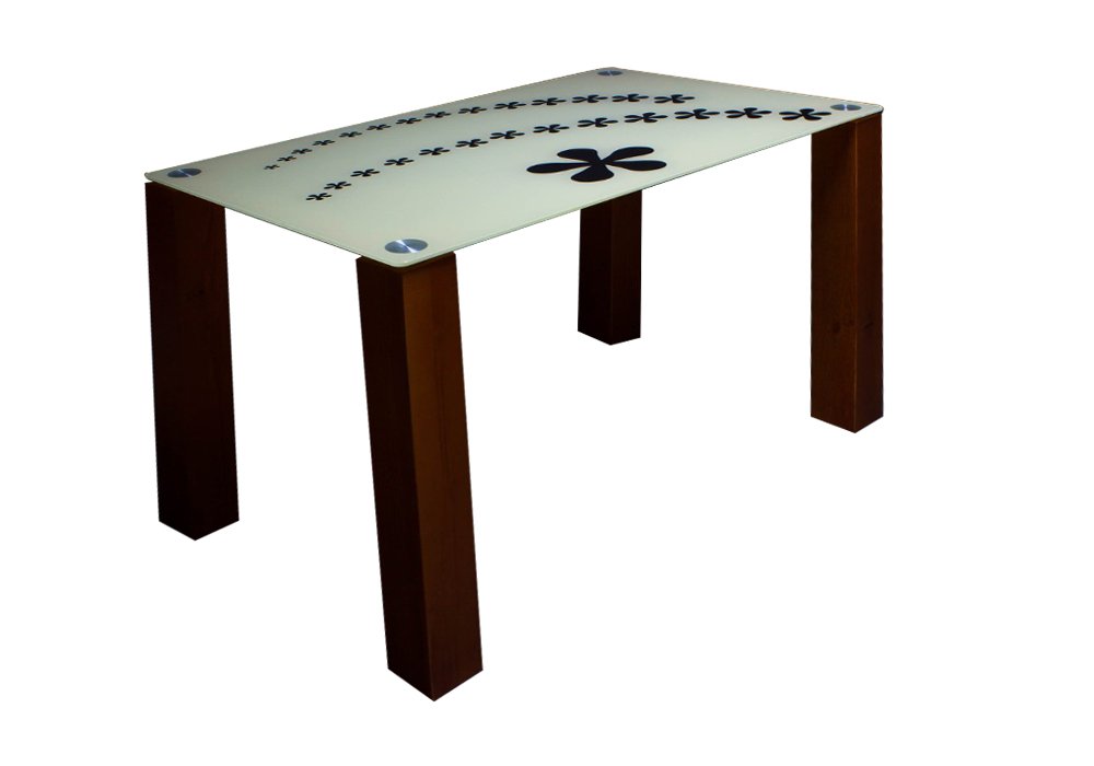 Недорого Кухонні столи Стіл обідній скляний "Квітковий салют 91 "Діана