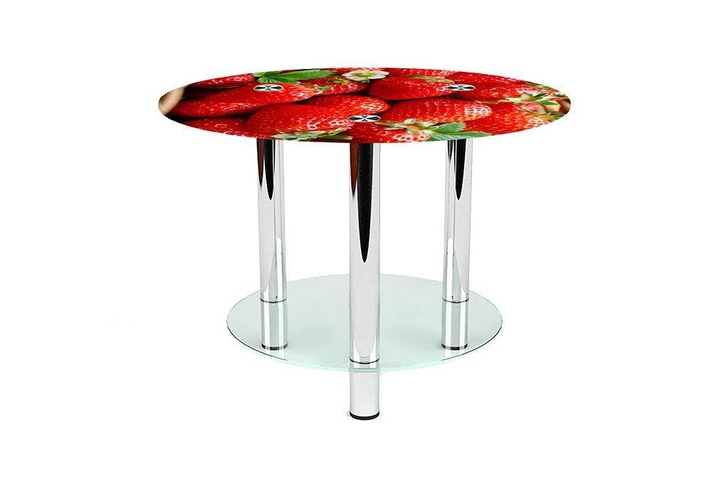  Купити Журнальні столики і столи Стіл журнальний скляний "Круглий Strawberry" 60х60 Діана