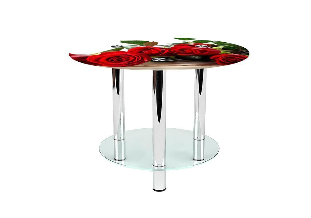  Купити Журнальні столики і столи Стіл журнальний скляний "Круглий Red Roses" 60х60 Діана