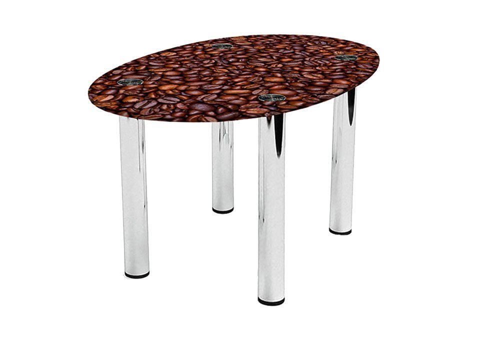  Купити Журнальні столики і столи Стіл журнальний скляний "Овальний Coffee Aroma" 46х70 Діана