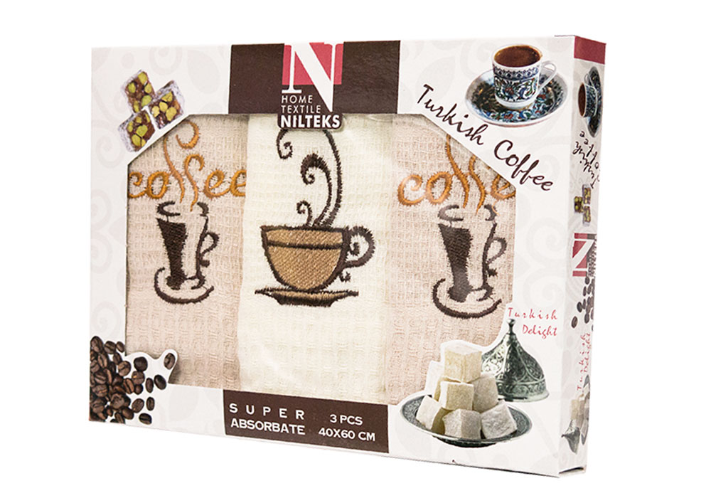 Набір кухонних вафельних рушників "Coffee 02" Nilteks