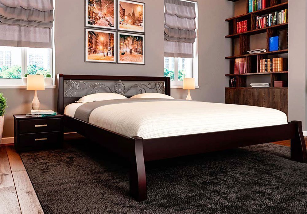  Купить Деревянные кровати Кровать с низким изножьем и ковкой "Ретро К" Червоногвардейский ДОК