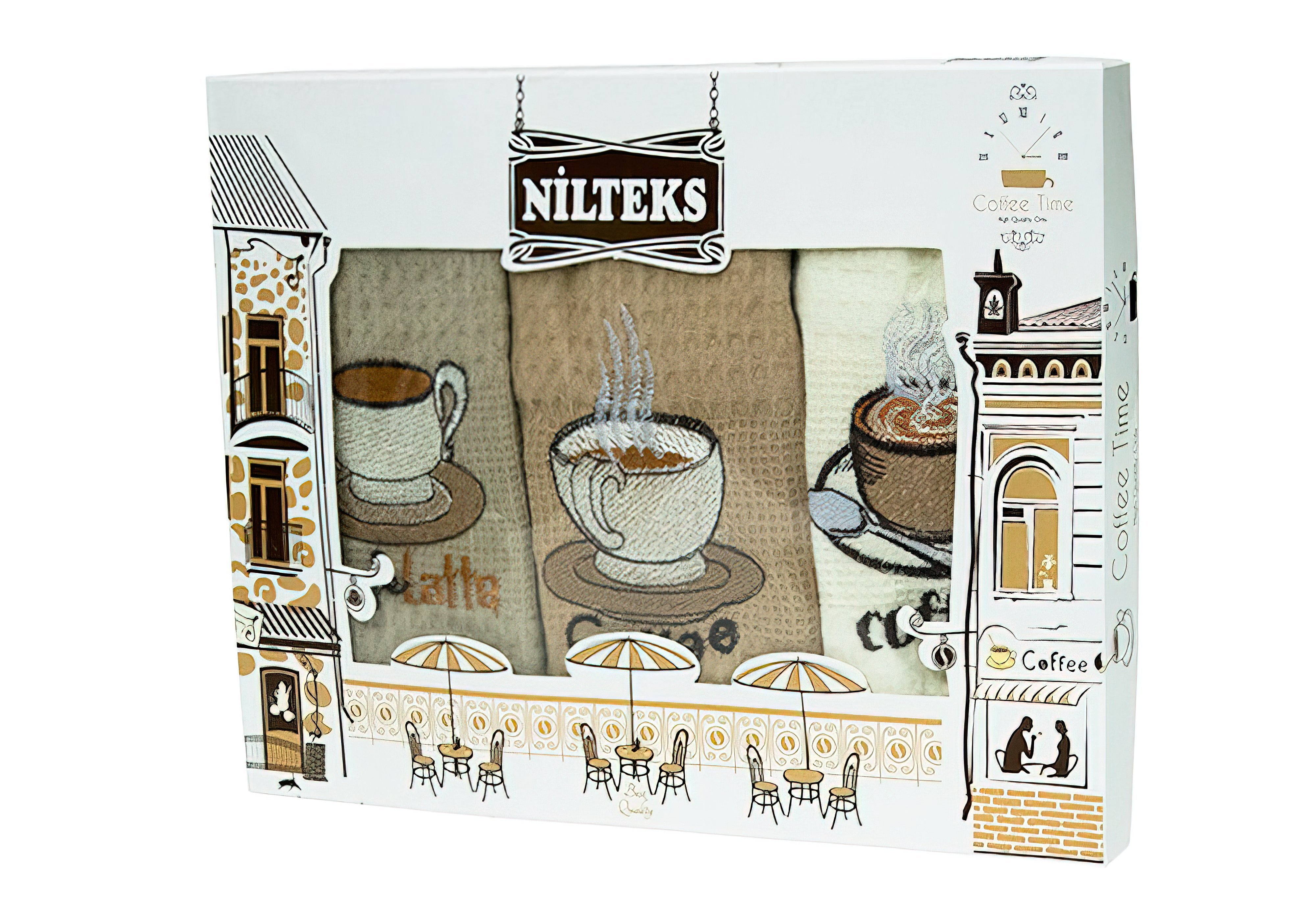 Набор кухонных полотенец "Coffee time 01" 3шт Nilteks