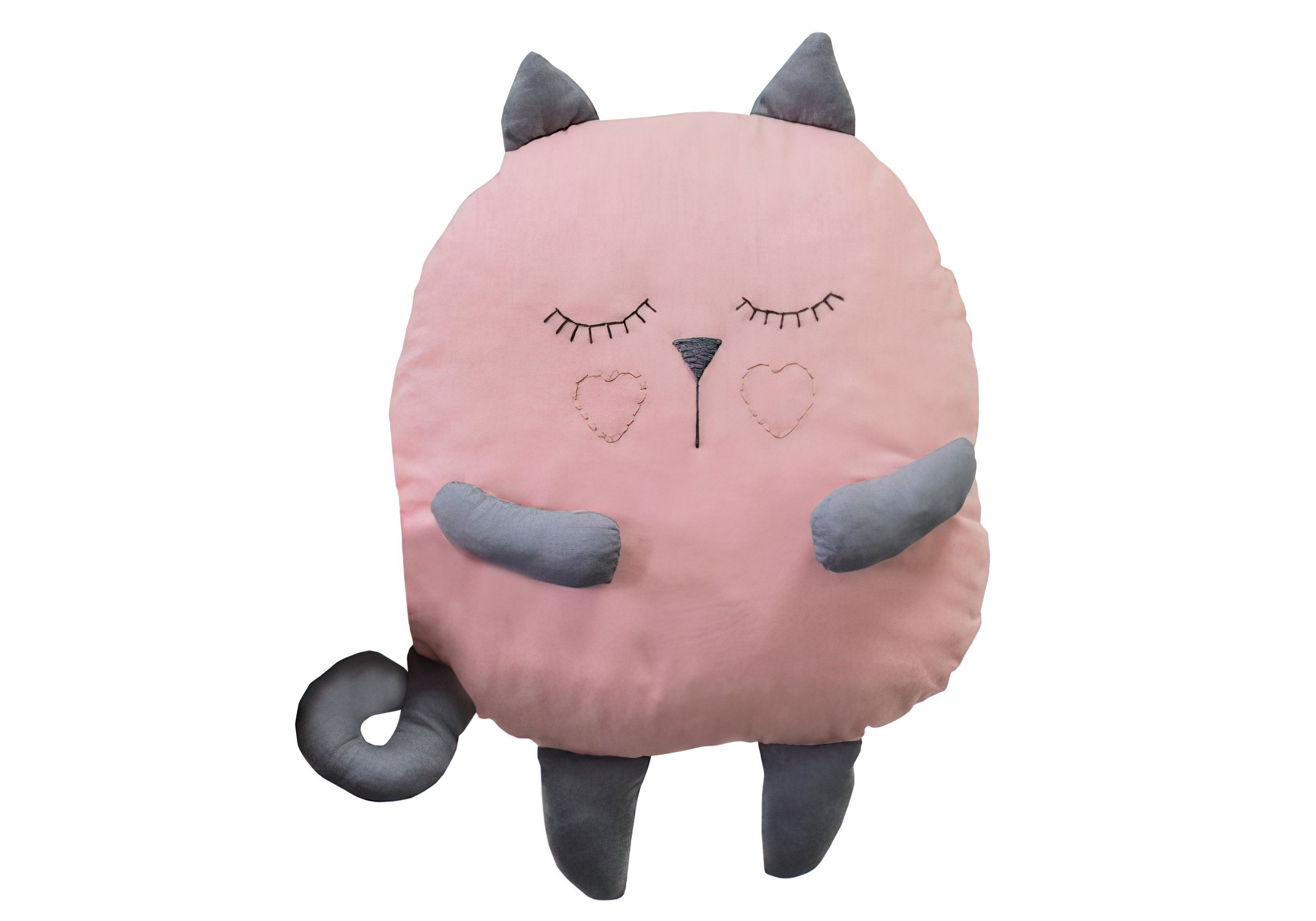 Декоративная подушка-игрушка Розовый кот Прованс, Ширина 28см