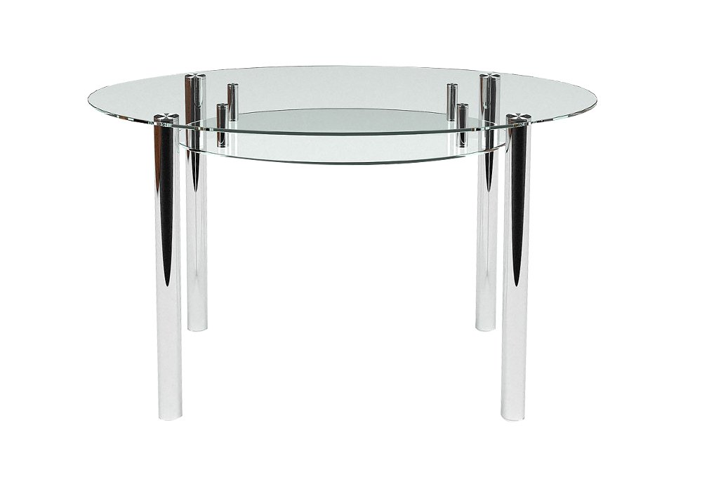  Недорого Кухонные столы Стол обеденный стеклянный "Овальный" с полочкой Диана