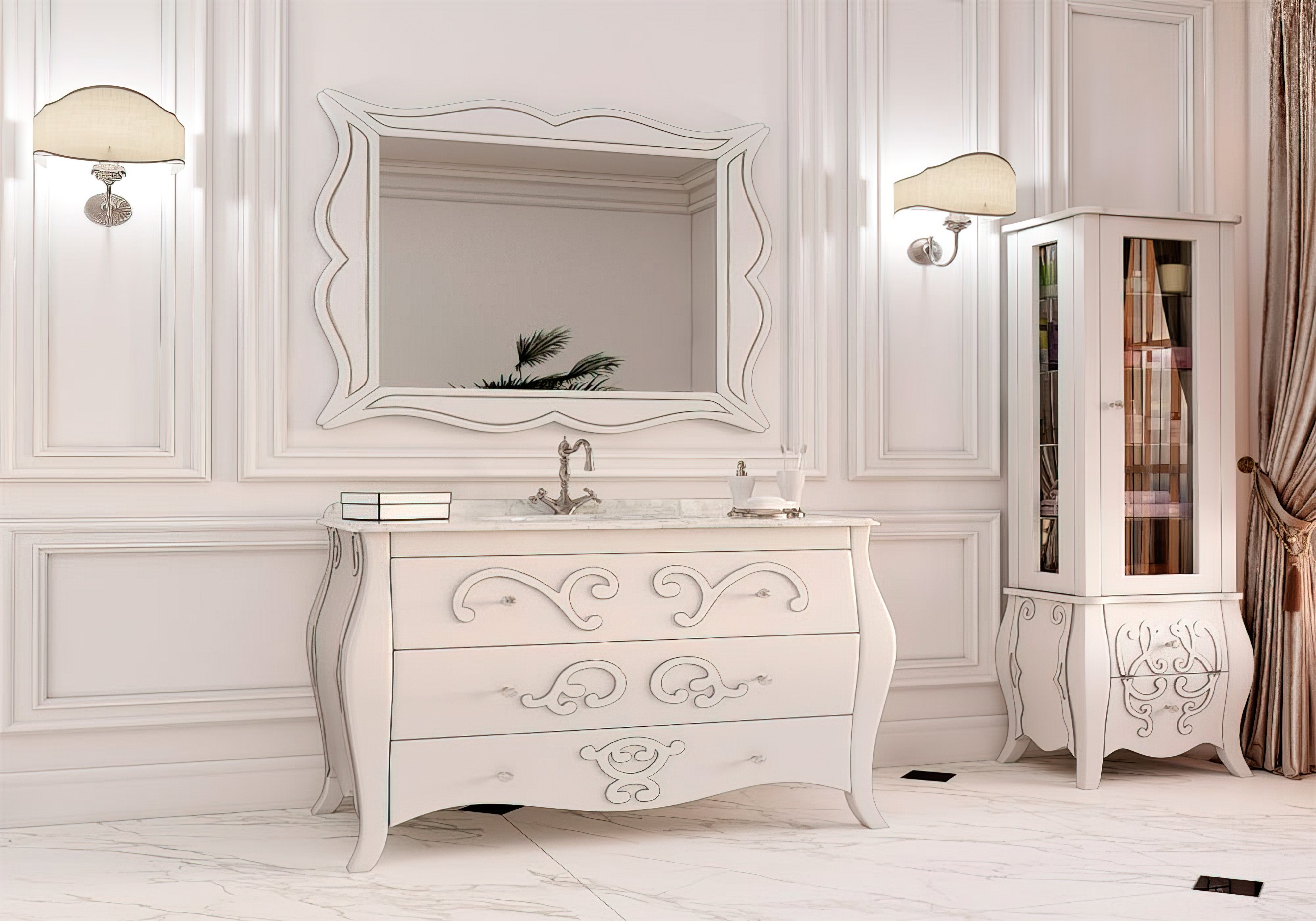 Комплект мебели для ванной Arlette Marsan, Монтаж Напольный, Цвет Белый