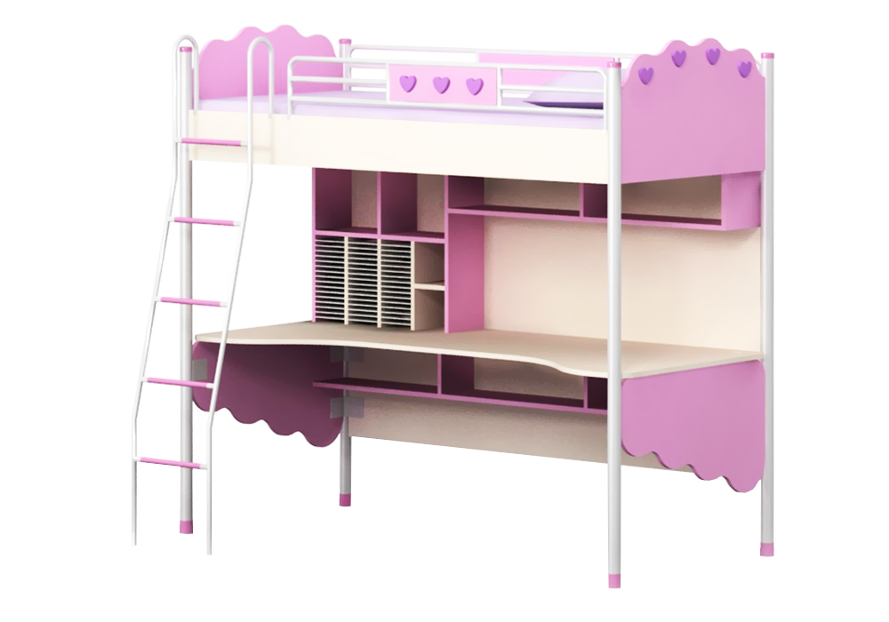 Детская кровать-чердак Pn-16-1 Pink Дорис, Ширина 211см, Глубина 98см
