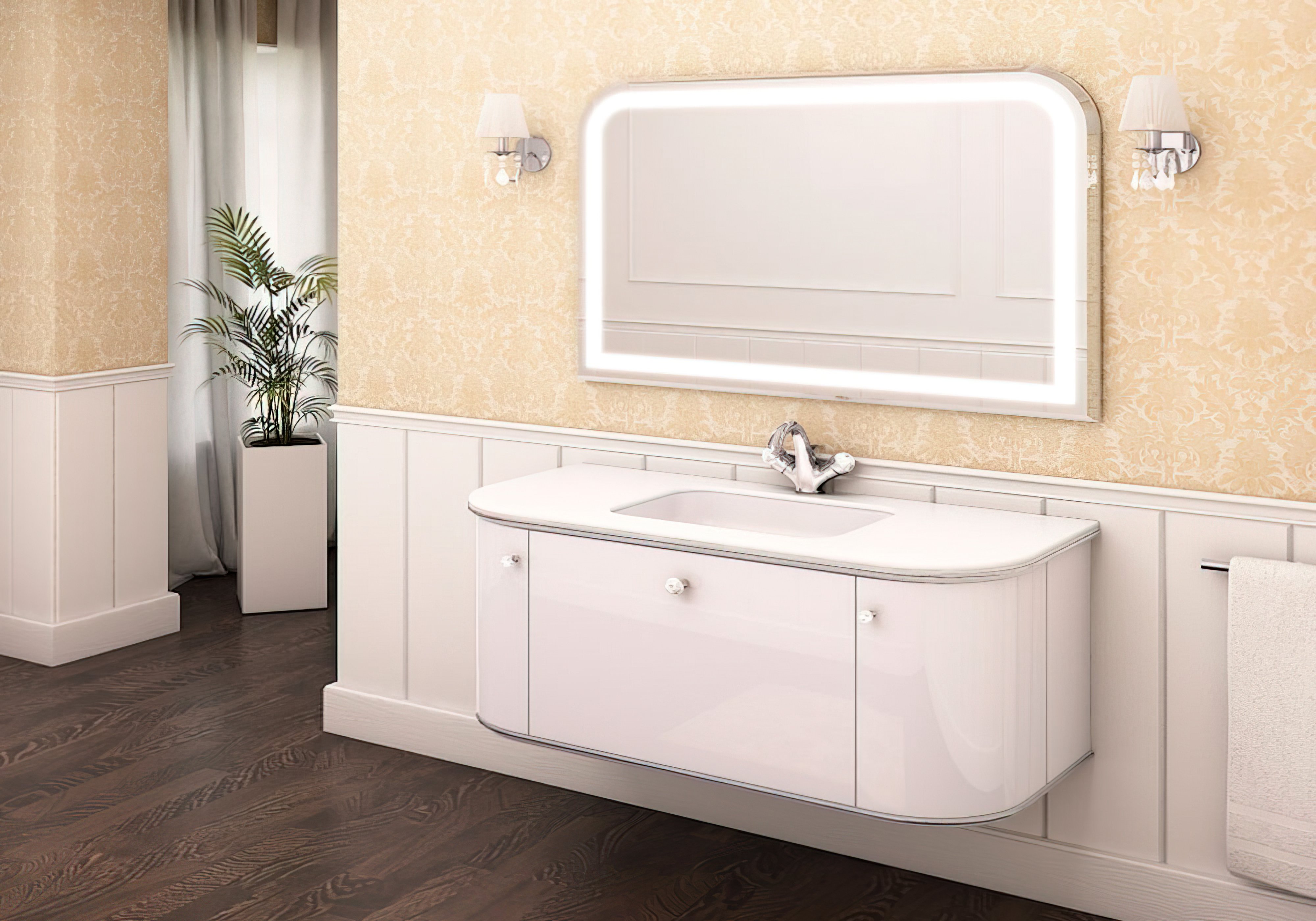 Комплект мебели для ванной Amelie Marsan, Монтаж Навесной, Цвет Белый