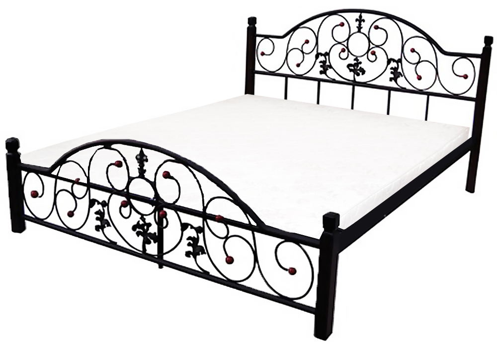 Металева двоспальне ліжко "Жозефіна 140х190" на дерев'яних ніжках Метал-Дизайн